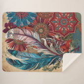 Boho Chic Mysterious Mandala Feather Sherpadecke (Vorderseite (Horizontal))