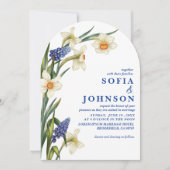 Boho Chic navy blue and white floral Wedding  Einladung (Vorderseite)