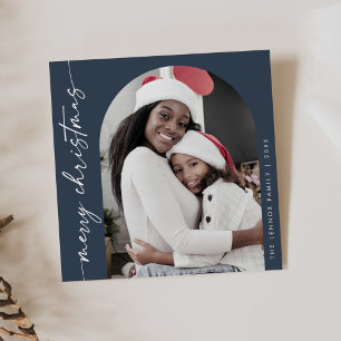 Boho Chic Navy Blue Foto Einzigartig Frohe Weihnac Feiertagskarte