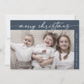 Boho Chic Navy Blue Foto Spaß Weihnachten (Vorderseite)