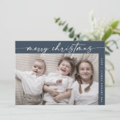 Boho Chic Navy Blue Foto Spaß Weihnachten (Stehend Vorderseite)