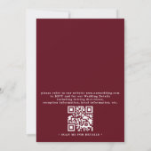 Boho Chic Navy Burgundy Floral QR-Code Hochzeit Einladung (Rückseite)