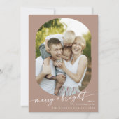 Boho Chic Neutral Merry Bright Foto Weihnachten (Vorderseite)