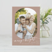 Boho Chic Neutral Merry Bright Foto Weihnachten (Stehend Vorderseite)
