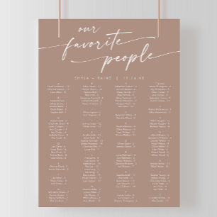Boho Chic Neutral Taupe druckbare Sitzkarte Poster