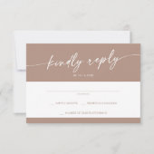 Boho Chic Neutral Taupe Einfache Hochzeit RSVP Karte (Vorderseite)