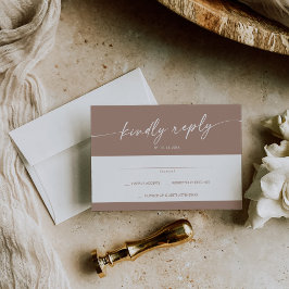 Boho Chic Neutral Taupe Einfache Hochzeit RSVP Karte