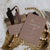 Boho Chic Neutral Taupe Foto QR Code Hochzeit Einladung