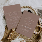 Boho Chic Neutral Taupe Front und Back Wedding Einladung
