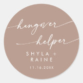 Boho Chic Neutral Taupe Hangover Helper Bevorzugun Runder Aufkleber (Vorderseite)