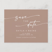 Boho Chic Neutral Taupe Hochzeit retten das Datum Einladungspostkarte (Vorderseite)