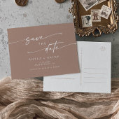 Boho Chic Neutral Taupe Hochzeit retten das Datum Einladungspostkarte