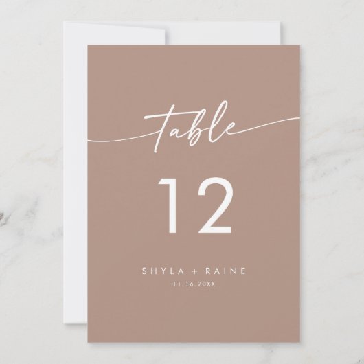 Boho Chic Neutral Taupe Hochzeitsschulen Tischnumm Einladung (Rückseite)