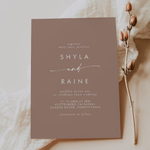 Boho Chic Neutral Taupe Lässige Hochzeit Einladung