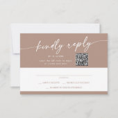 Boho Chic Neutral Taupe Mail in und QR Code RSVP Karte (Vorderseite)