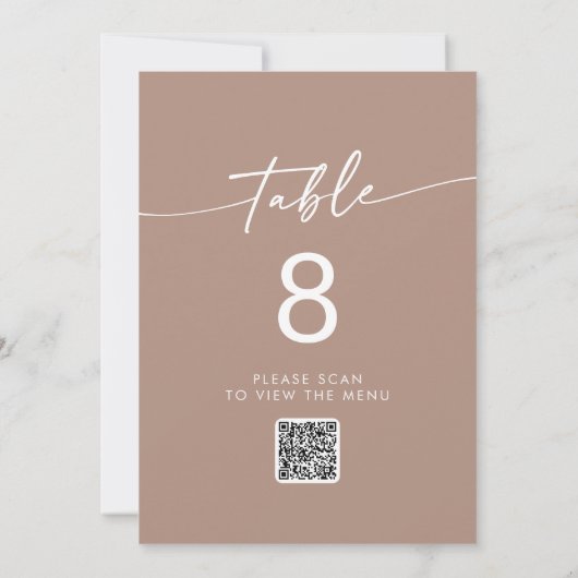 Boho Chic Neutral Taupe QR Tischnummern (Rückseite)