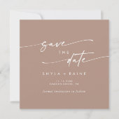 Boho Chic Neutral Taupe Square Foto zurück Save The Date (Vorderseite)