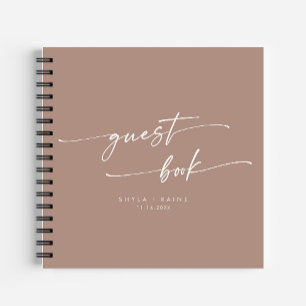 Boho Chic Neutral Taupe Wedding Guest Book Notizblock