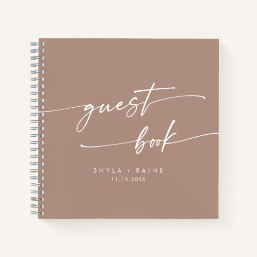 Boho Chic Neutral Taupe Wedding Guest Book Notizblock (Vorderseite)