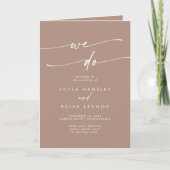 Boho Chic neutrale Taupe wir falten Hochzeit Programm (Vorderseite)