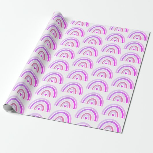 Boho Chic Niedliches Lila Rainbow Wrapping Paper Geschenkpapier (Ungerollt)