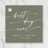 Boho Chic Olive Green Best Day Ever Wedding Geschenkanhänger (Vorderseite)