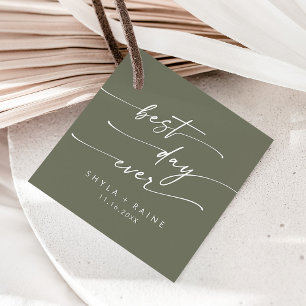 Boho Chic Olive Green Best Day Ever Wedding Geschenkanhänger