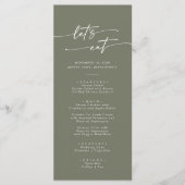 Boho Chic Olive Green Danke und Hochzeit Menükarte (Vorderseite)