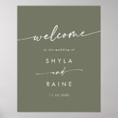 Boho Chic Olive Green DIY Wedding Welcome Sign Poster (Vorne)