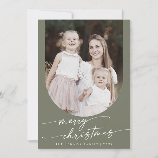 Boho Chic Olive Green Foto Boho Weihnachten (Vorderseite)