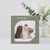 Boho Chic Olive Green Foto Niedlich Weihnachten (Stehend Vorderseite)