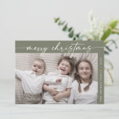 Boho Chic Olive Green Foto Spaß Weihnachten (Stehend Vorderseite)