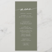 Boho Chic Olive Green Foto Wedding Menükarte (Vorderseite)