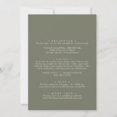 Boho Chic Olive Green Front and Back Wedding Einladung (Rückseite)