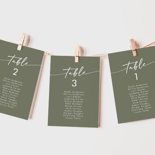 Boho Chic Olive Green Hanging Seating Chart Einladung