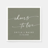 Boho Chic Olive Green jubelt Liebe Hochzeit Serviette (Vorderseite)