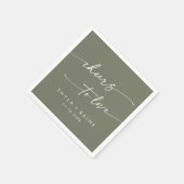Boho Chic Olive Green jubelt Liebe Hochzeit Serviette (Ecke)