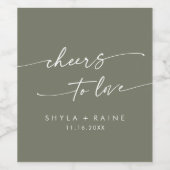 Boho Chic Olive Green jubelt Liebe Hochzeit Weinetikett (Einzelnes Label)