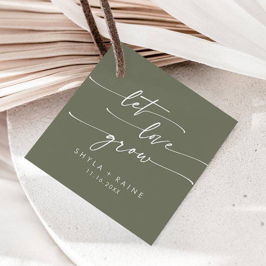 Boho Chic Olive Green Lassend Liebe Hochzeit Geschenkanhänger