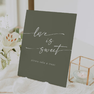 Boho Chic Olive Green Liebe ist süße Hochzeit Sockelschild