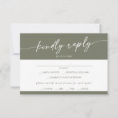 Boho Chic Olive Green Menü Auswahl RSVP Karte (Vorderseite)