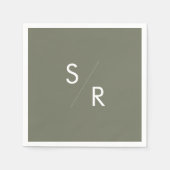 Boho Chic Olive Green Mit Monogramm Napkins Serviette (Vorderseite)