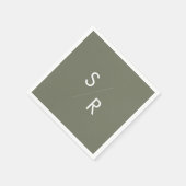 Boho Chic Olive Green Mit Monogramm Napkins Serviette (Ecke)