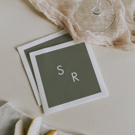 Boho Chic Olive Green Mit Monogramm Napkins Serviette