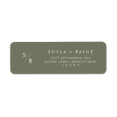 Boho Chic Olive Green Monogram Address Labels (Vorne)