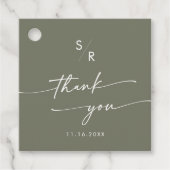 Boho Chic Olive Green Monogram Vielen Dank Geschenkanhänger (Vorderseite)