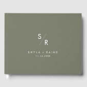 Boho Chic Olive Green Monogram Wedding Gästebuch (Vorderseite)