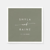 Boho Chic Olive Green Monogram Wedding Napkins Serviette (Vorderseite)