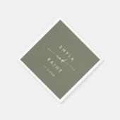 Boho Chic Olive Green Monogram Wedding Napkins Serviette (Ecke)