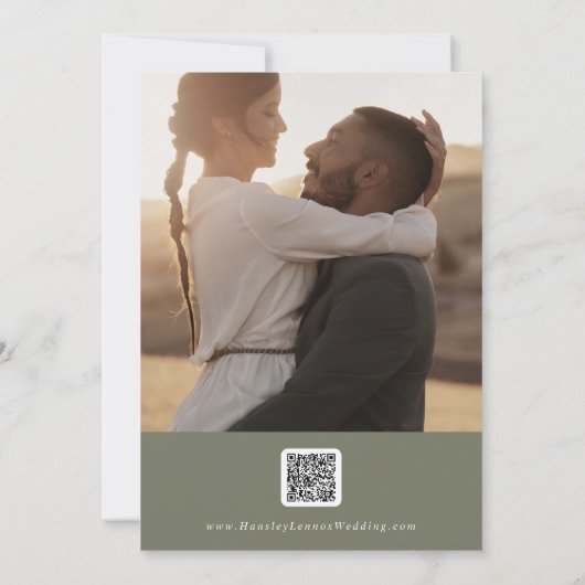 Boho Chic Olive Green Multi Foto QR Code Save The Date (Rückseite)